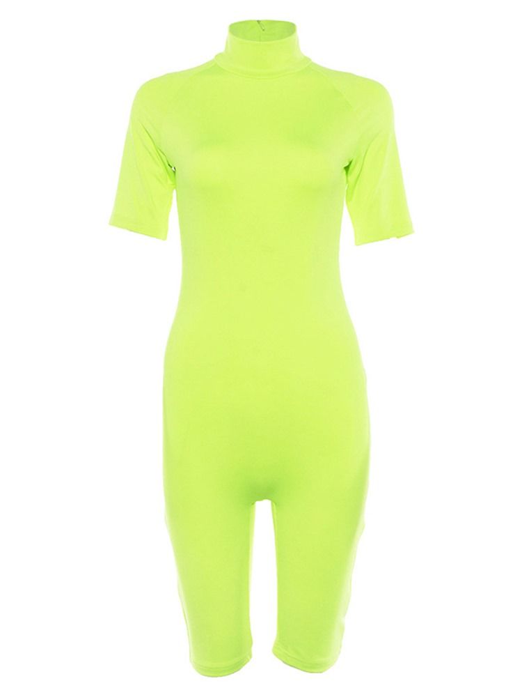 Kvinnor Solid Kortärmad Sommar Gym Sports Jumpsuit