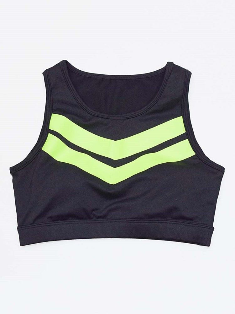 Kvinnors Lapptäcke Color Block Anti-sweat Yoga Ärmlösa Sportset