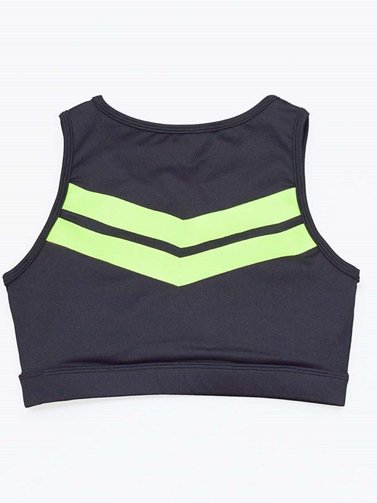 Kvinnors Lapptäcke Color Block Anti-sweat Yoga Ärmlösa Sportset