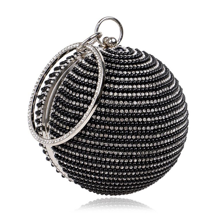 Diamond Polyester Circular Banquet Clutches Evening Bags