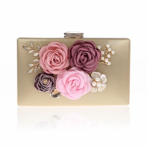 Floral Rhinestone Adornment Mini Women Clutch