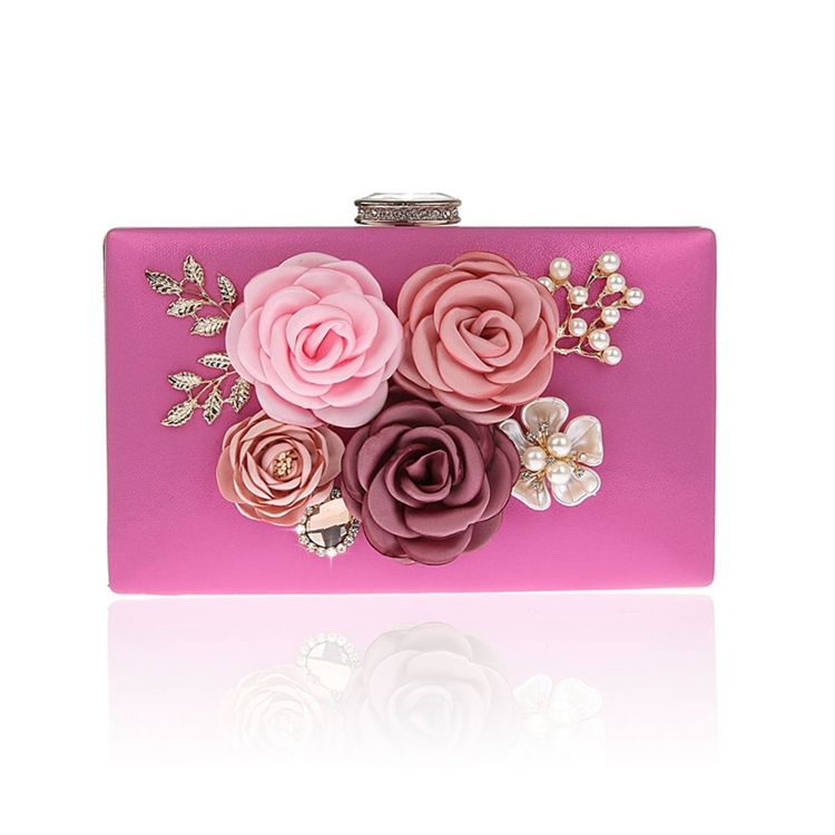 Floral Rhinestone Adornment Mini Women Clutch