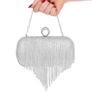 Fringe Rhinestone Mångsidiga Rektangelkopplingar Kvällspåsar