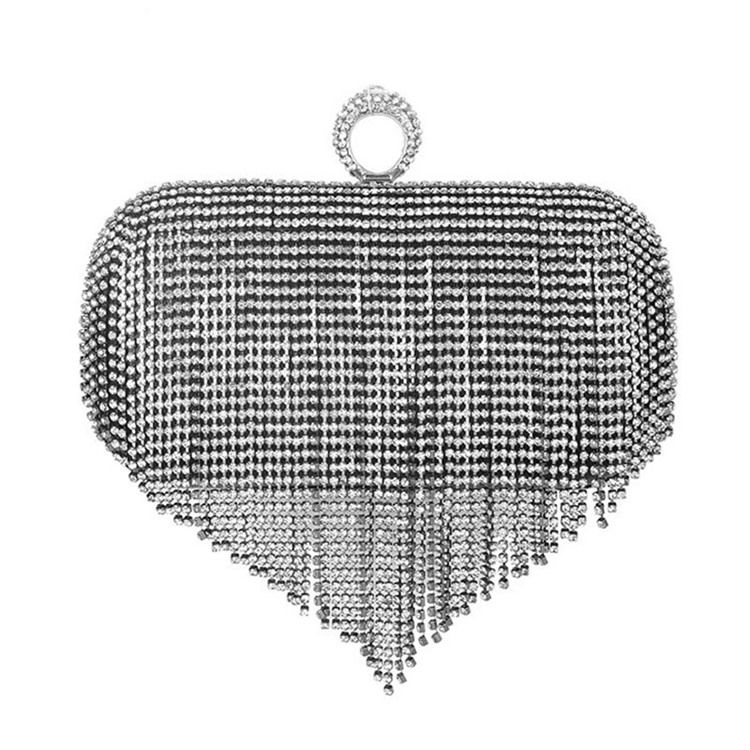 Fringe Rhinestone Mångsidiga Rektangelkopplingar Kvällspåsar