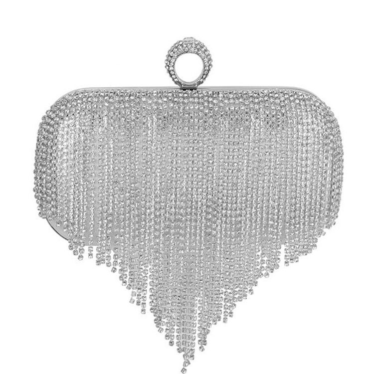 Fringe Rhinestone Mångsidiga Rektangelkopplingar Kvällspåsar