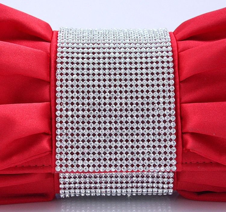 Härlig Röd Med Rhinestones Evening Handbag Clutch