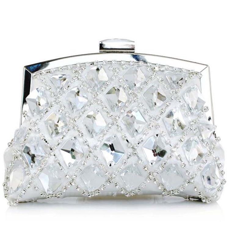 Noble Geometric Plaid Rhinestone Evening Clutch