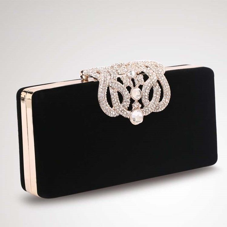 Rhinestone Decorated Clutch Evening Bag