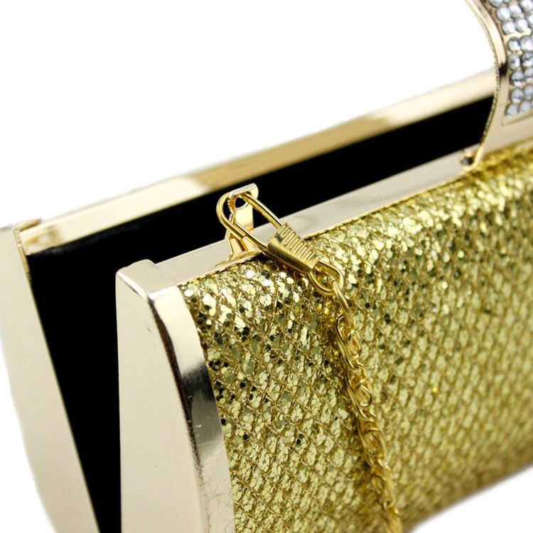 Sequins Rhinestone Magnetic Snap Clutch