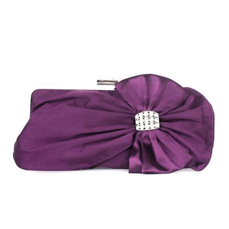 Silk Bowknot Rhinestone Adornment Clutch