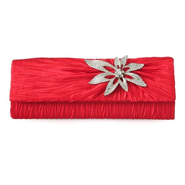 Vintage Rhinestone Flower-shaped Embellished Pleated Clutches