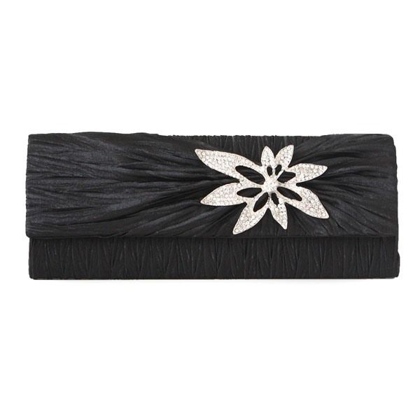 Vintage Rhinestone Flower-shaped Embellished Pleated Clutches