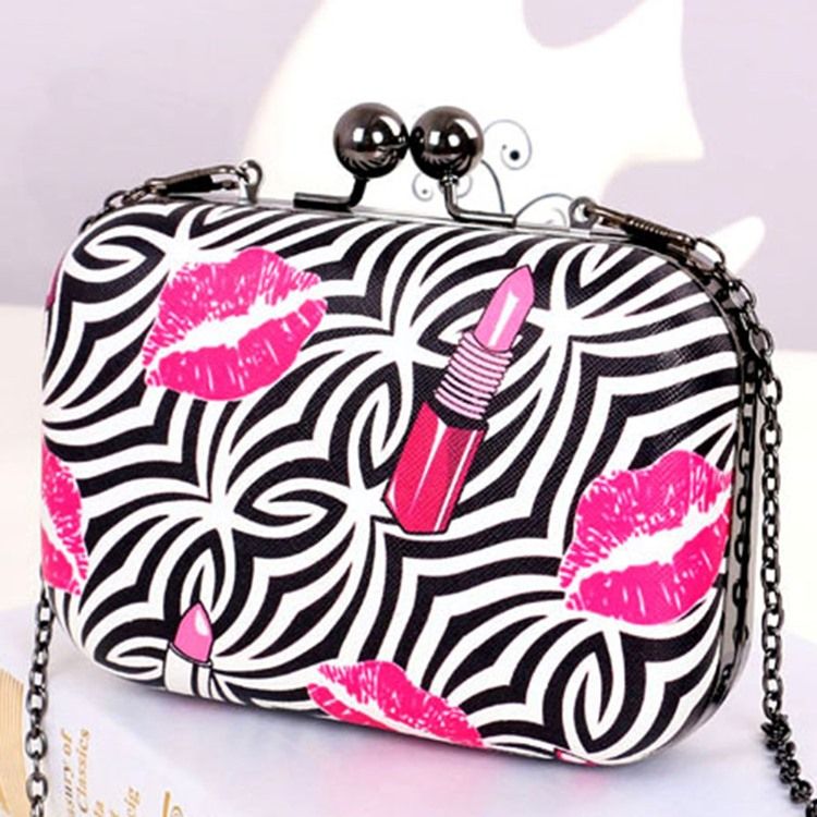 Zebra Striped Decorated Evening Clutch