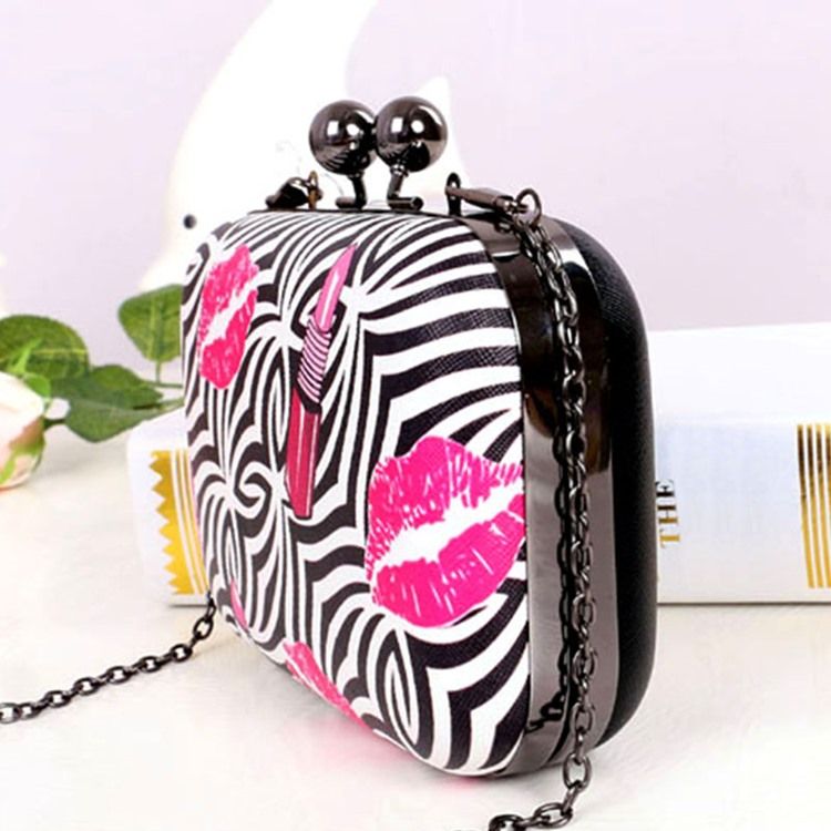 Zebra Striped Decorated Evening Clutch