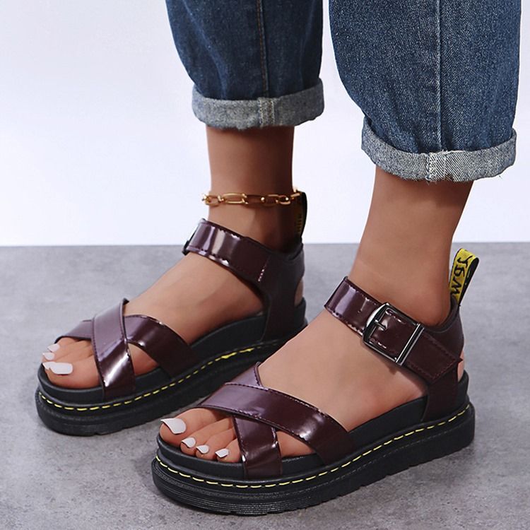 Buckle Open Toe Buckle Dam Sandaler