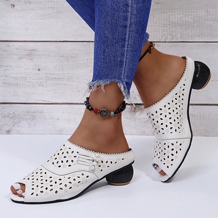 Chunky Heel Slip-on Flip Flop Dam Tofflor