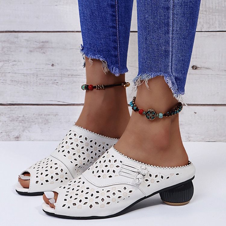 Chunky Heel Slip-on Flip Flop Dam Tofflor