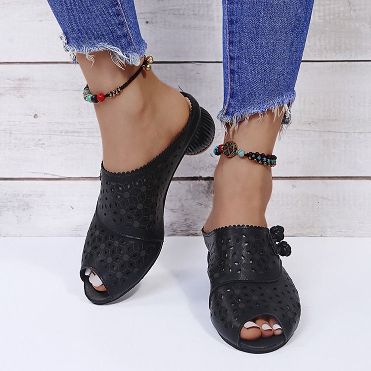 Chunky Heel Slip-on Flip Flop Dam Tofflor