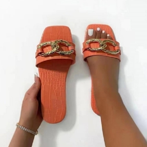 Flip-flop-kedja För Kvinnor Platt Med Pvc-tofflor