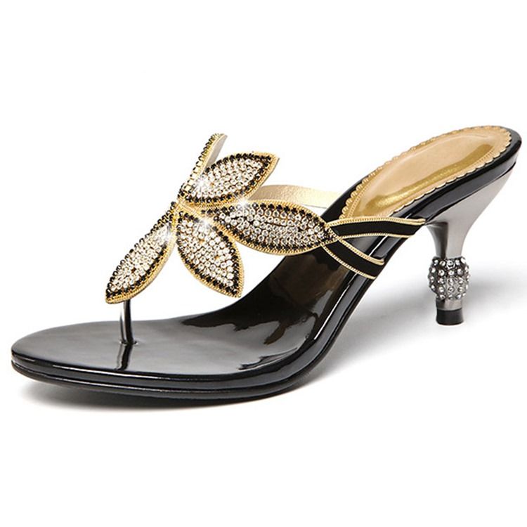 Floal Rhinestone Thong Slip-on Damskor För Mules