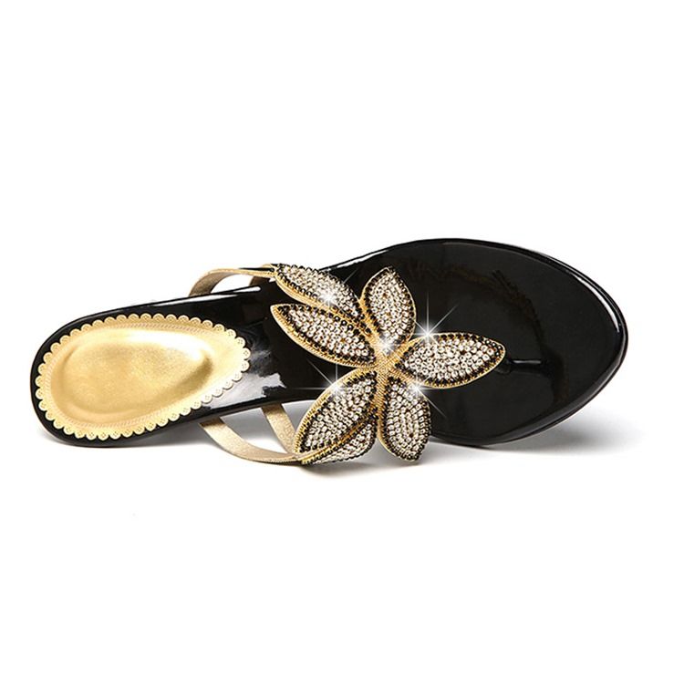 Floal Rhinestone Thong Slip-on Damskor För Mules