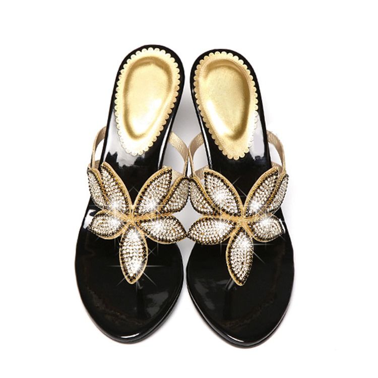 Floal Rhinestone Thong Slip-on Damskor För Mules