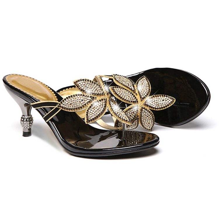 Floal Rhinestone Thong Slip-on Damskor För Mules