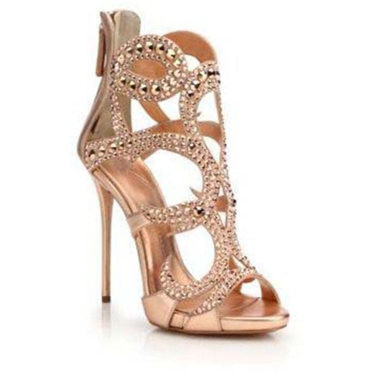 Kvinnor Open Toe Stiletto Heel Zipper Hollow Sandals