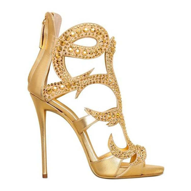 Kvinnor Open Toe Stiletto Heel Zipper Hollow Sandals