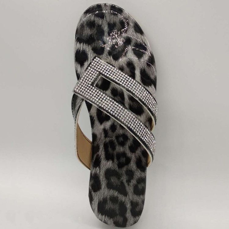 Kvinnor Platt Med Slip-on Rhinestone Tofflor