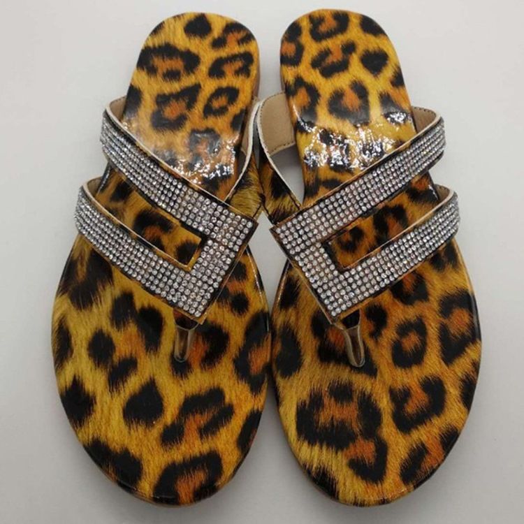 Kvinnor Platt Med Slip-on Rhinestone Tofflor