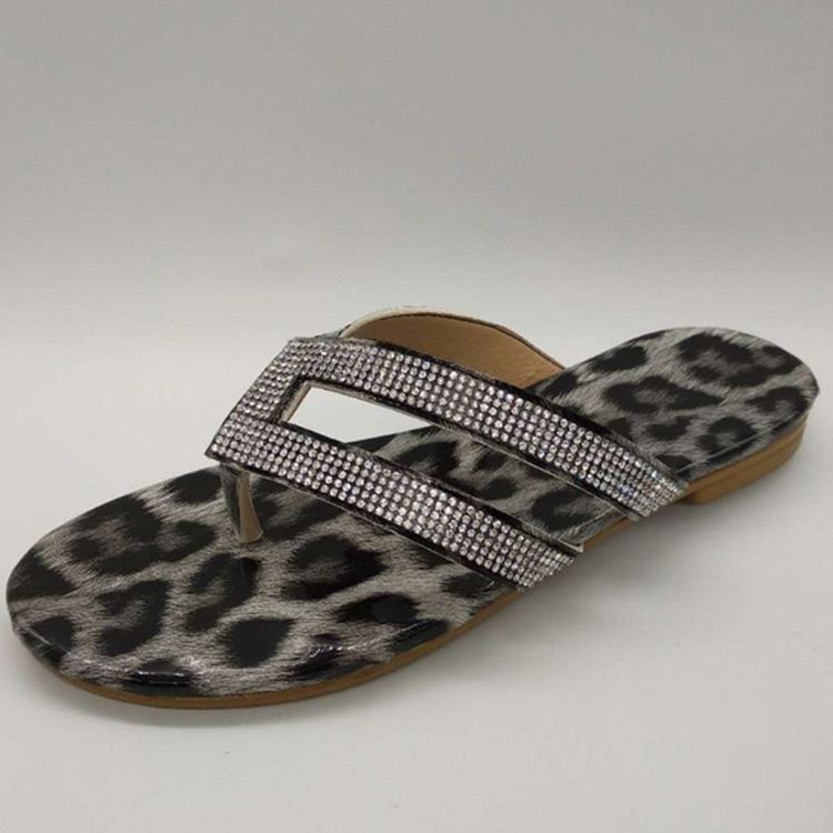 Kvinnor Platt Med Slip-on Rhinestone Tofflor