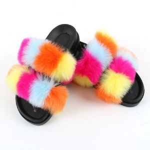 Kvinnors Lägenhet Med Pompon Flip Flop Four Seasons Tofflor