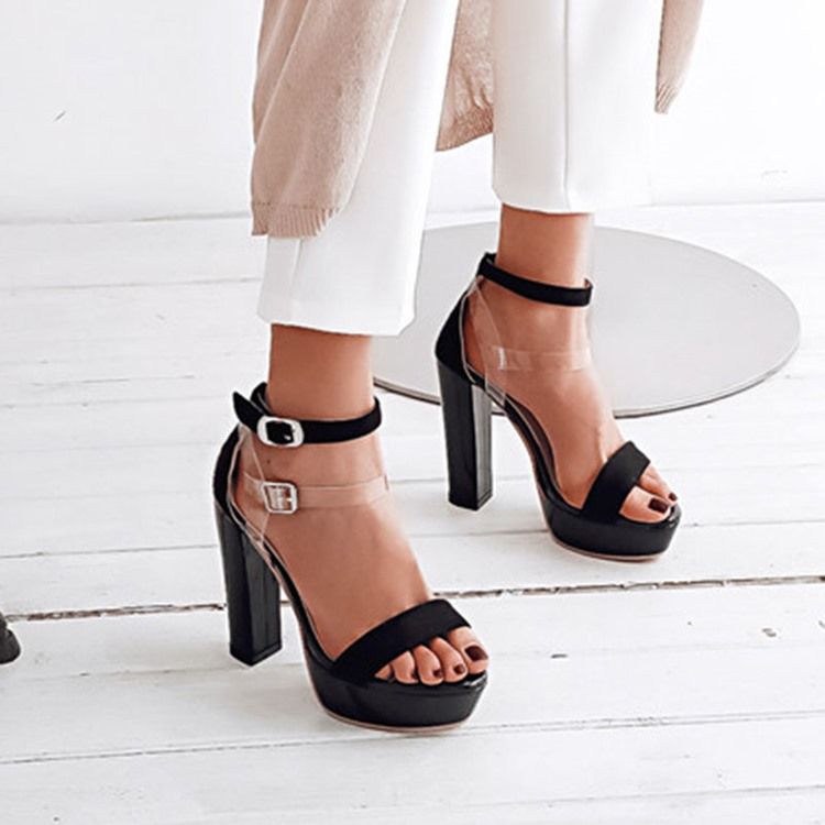 Kvinnors Line-style Buckle Chunky Covering Casual Sandals