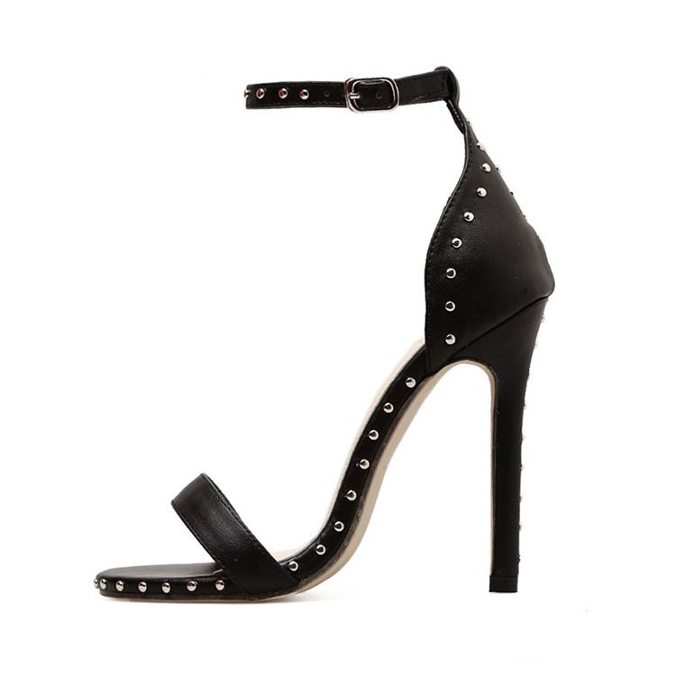 Kvinnors Line-style Buckle Stiletto Heel Rivet Sandals