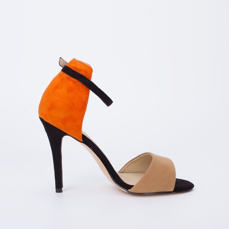 Kvinnors Slingback Patchwork Orange Stilettosandaler