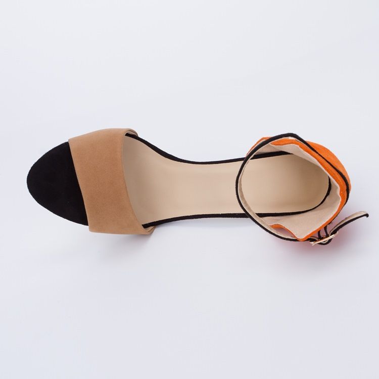 Kvinnors Slingback Patchwork Orange Stilettosandaler