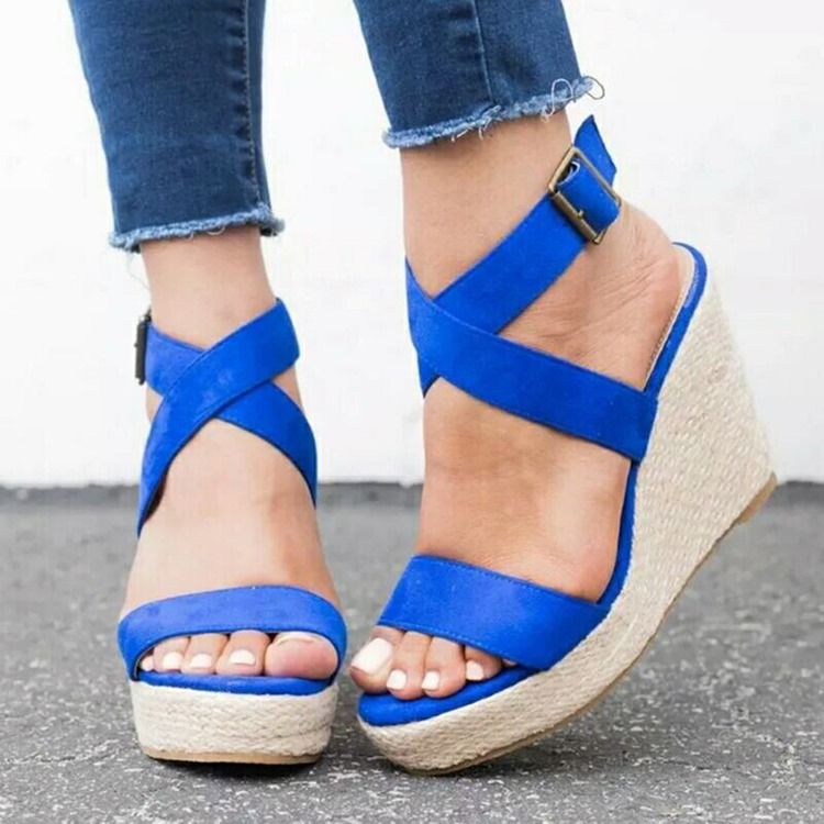 Open Toe Buckle Wedge Heel Women's Professional Sandals