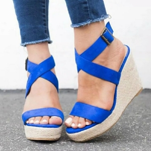 Open Toe Buckle Wedge Heel Women's Professional Sandals