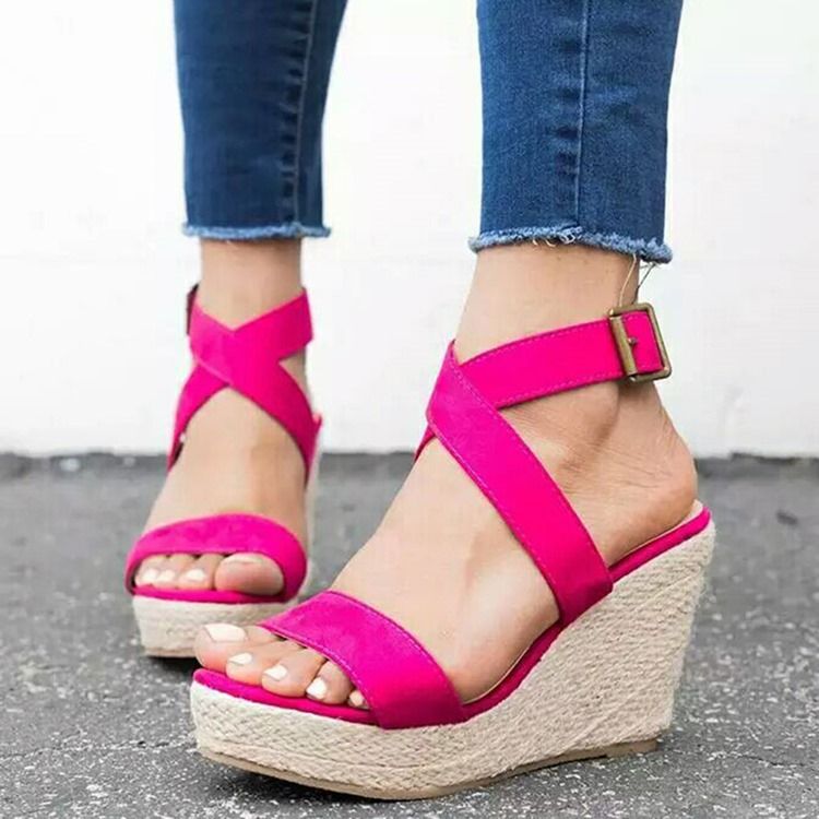 Open Toe Buckle Wedge Heel Women's Professional Sandals