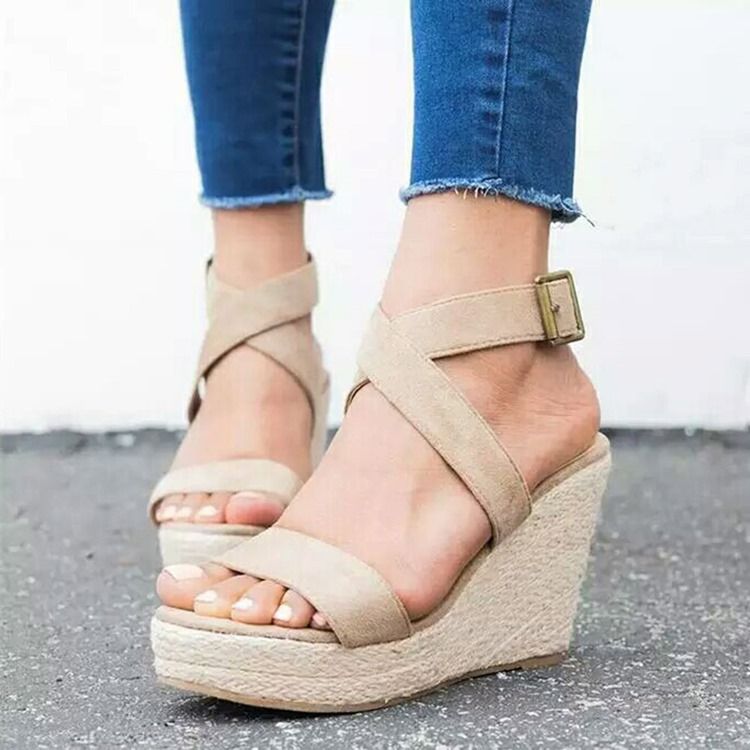 Open Toe Buckle Wedge Heel Women's Professional Sandals