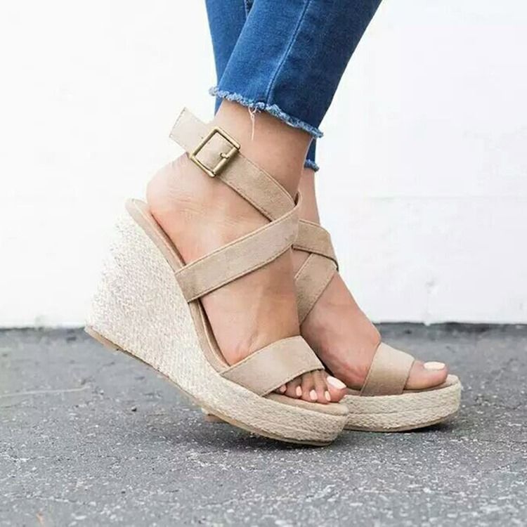 Open Toe Buckle Wedge Heel Women's Professional Sandals