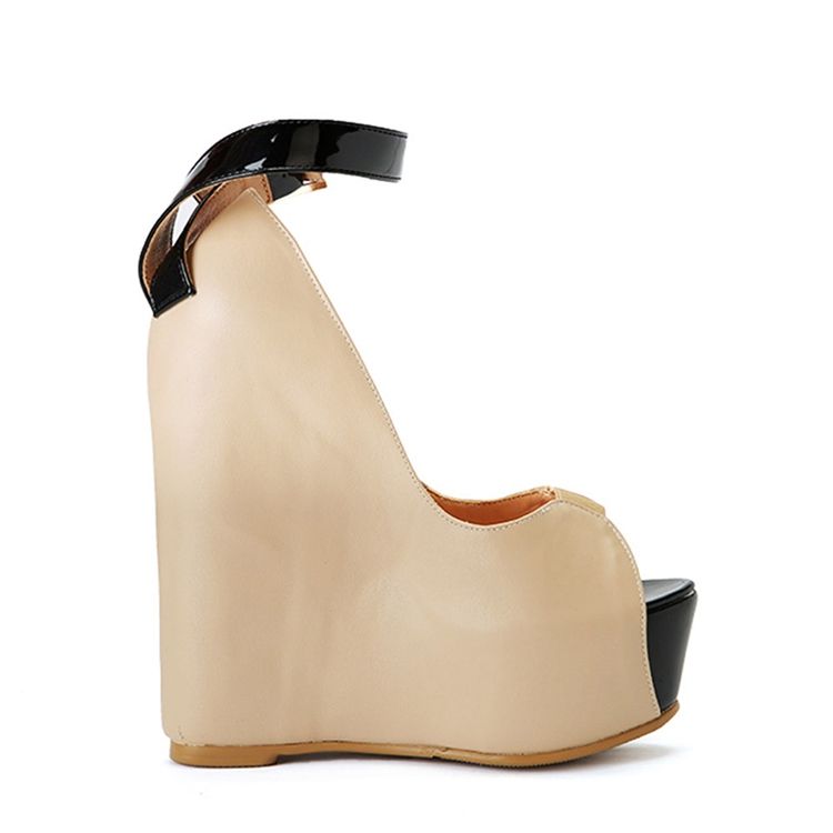 Peep Toe Line-style Buckle Wedge Heel Dam Sandaler