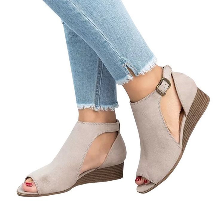 Peep Toe Wedge Heel Sandaler För Kvinnor