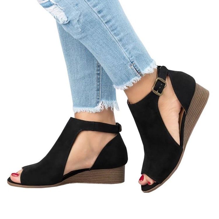 Peep Toe Wedge Heel Sandaler För Kvinnor