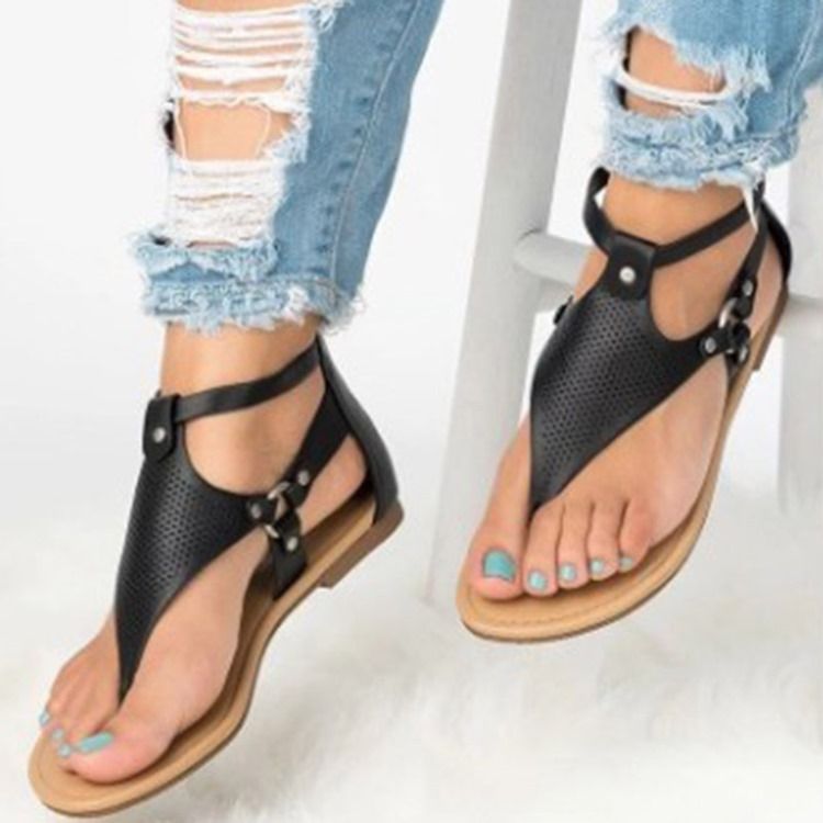 Pu Heel Covering Buckle Block Heel Women's Flat Sandals