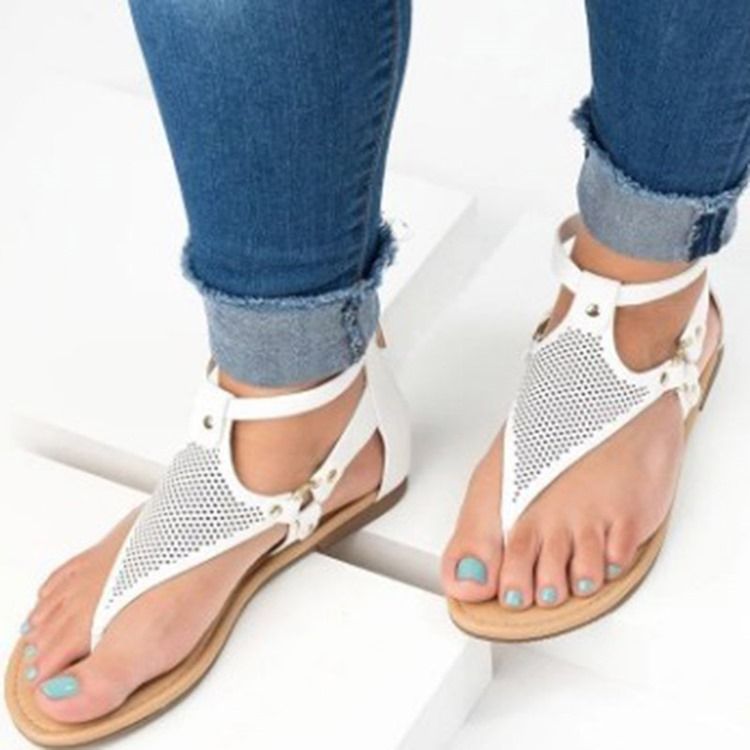 Pu Heel Covering Buckle Block Heel Women's Flat Sandals