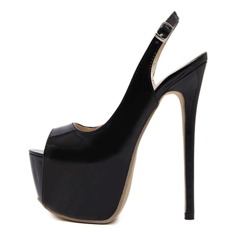 Pu Peep Toe Stiletto Heel Slingback Strap Dam Sandaler