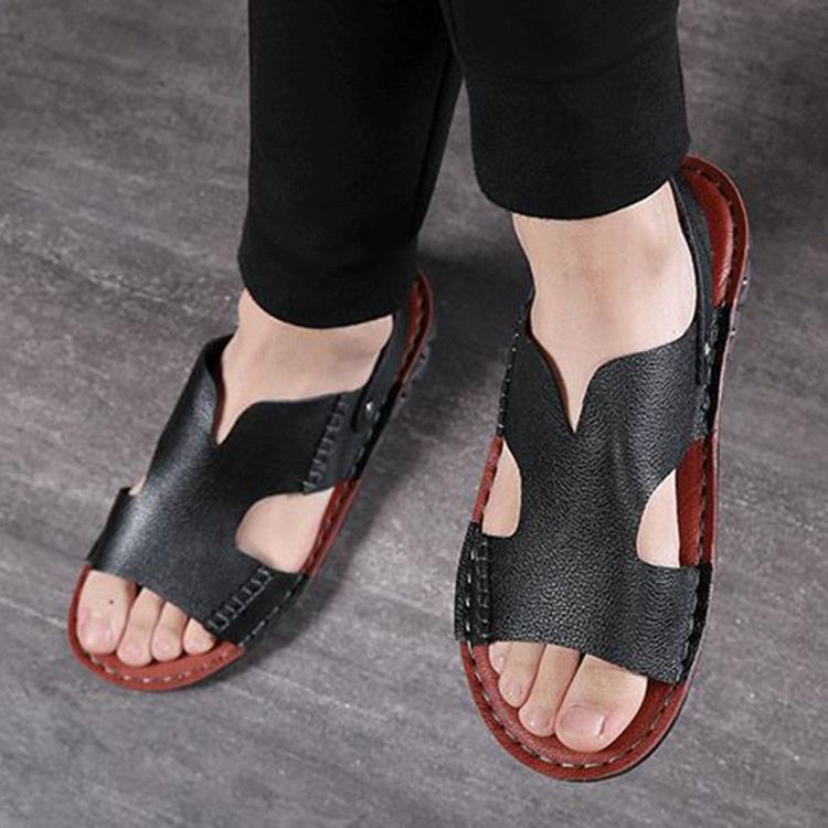 Pu Slip-on Enkla Sandaler För Män