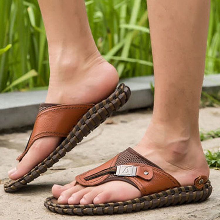 Pu Thong Slip-on Tofflor För Män